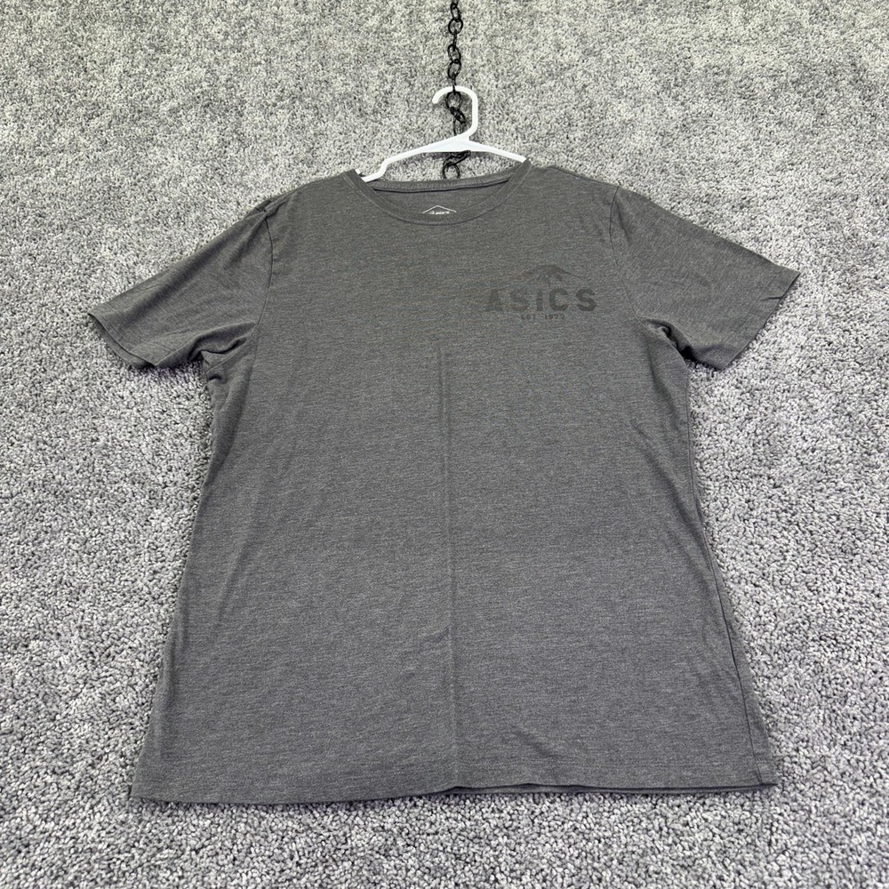 Asics Shirt Mens Medium Gray EST 1977 Mountain Logo Graphic Tee Casual Tagless